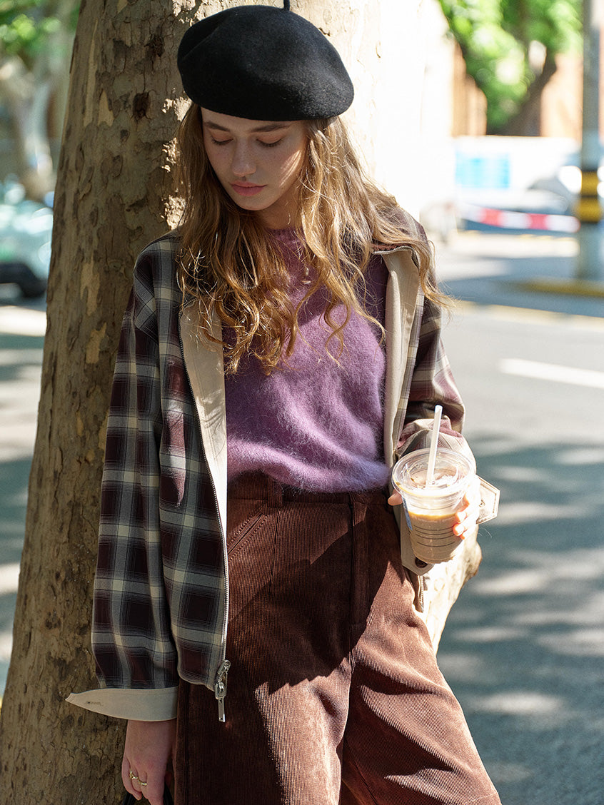 Mariah Plaid & Khaki Reversible Jacket