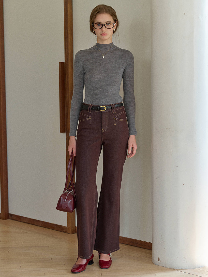 Allyson 100% Merino Mock Neck Knit Sweater