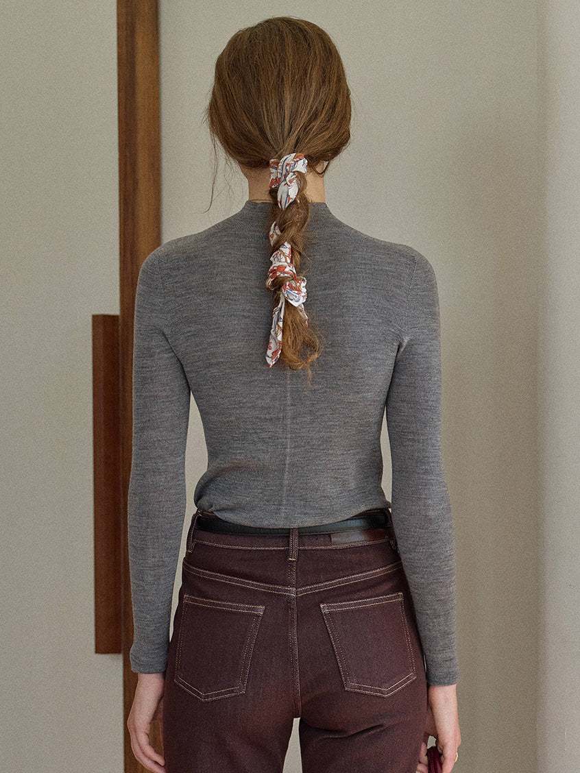 Allyson 100% Merino Mock Neck Knit Sweater