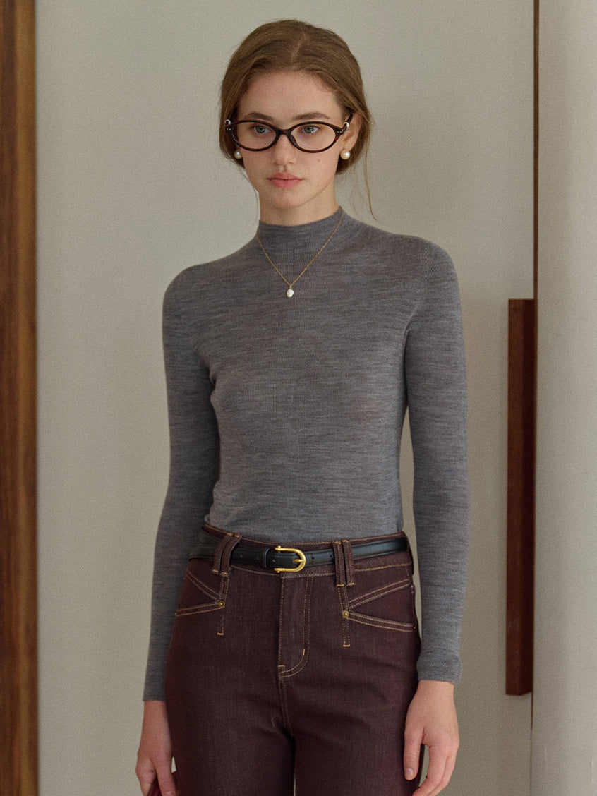 Allyson 100% Merino Mock Neck Knit Sweater