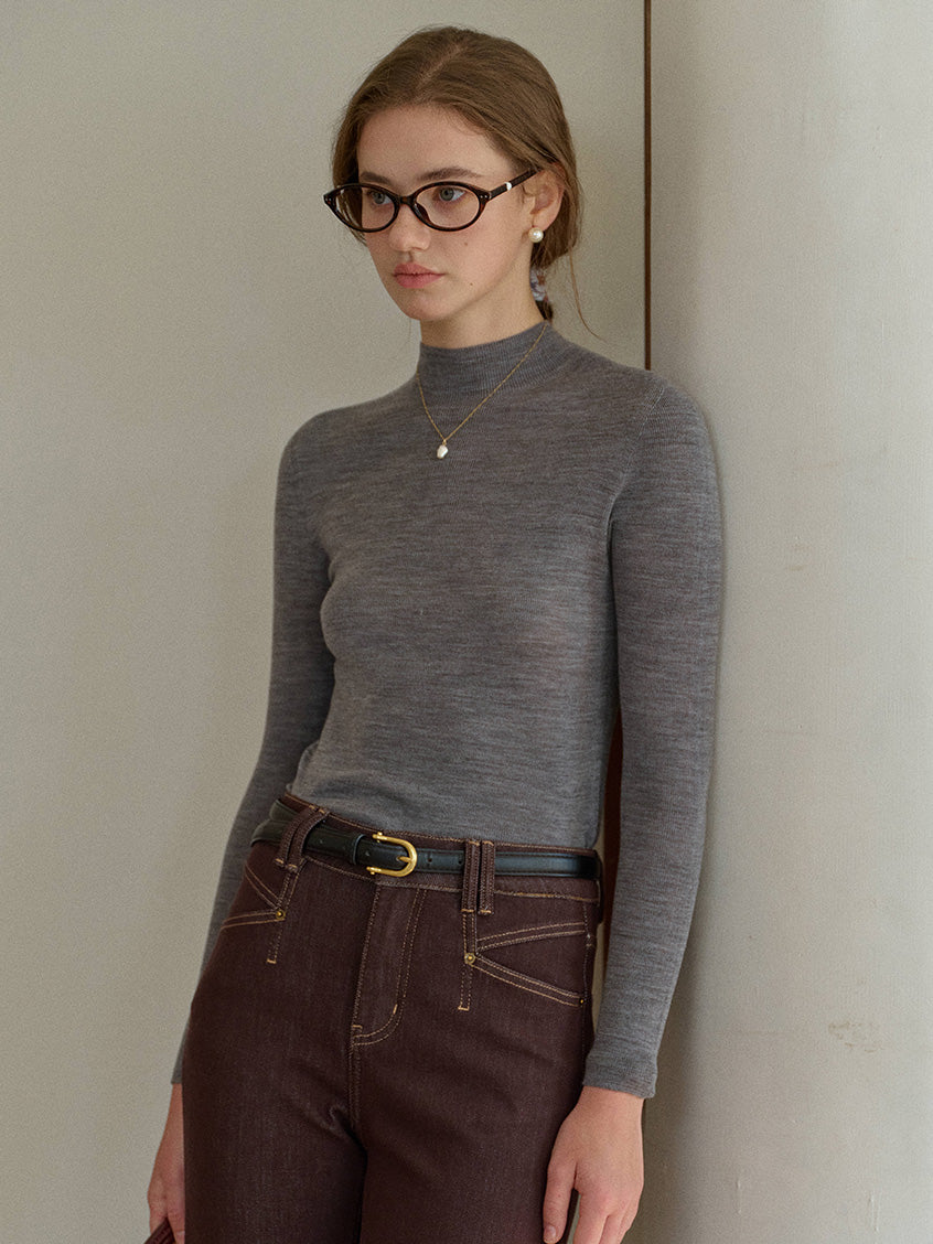 Allyson 100% Merino Mock Neck Knit Sweater