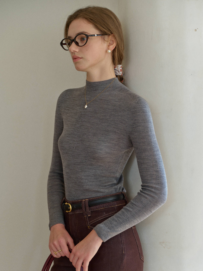 Allyson 100% Merino Mock Neck Knit Sweater