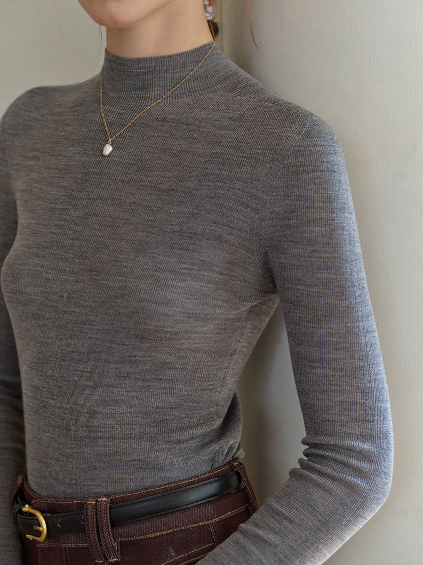 Allyson 100% Merino Mock Neck Knit Sweater