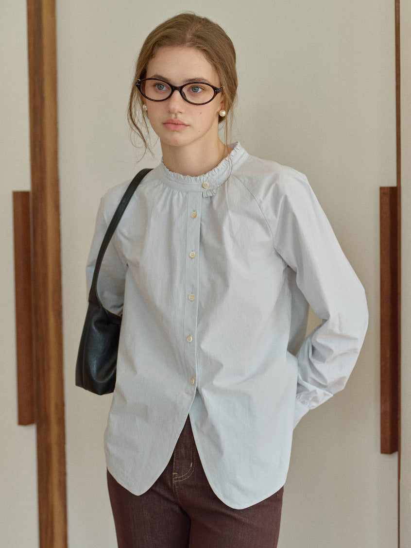 Kaliyah 100%Cotton Solid Round Neck Blouse