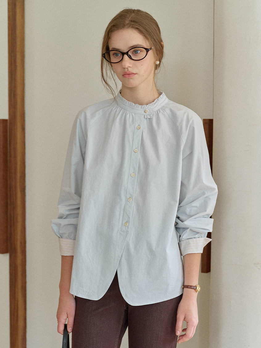 Kaliyah 100%Cotton Solid Round Neck Blouse
