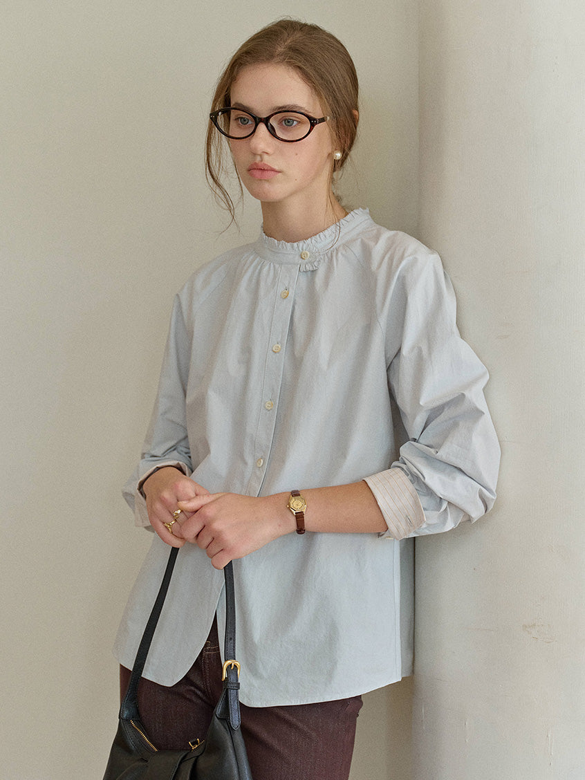 Kaliyah 100%Cotton Solid Round Neck Blouse