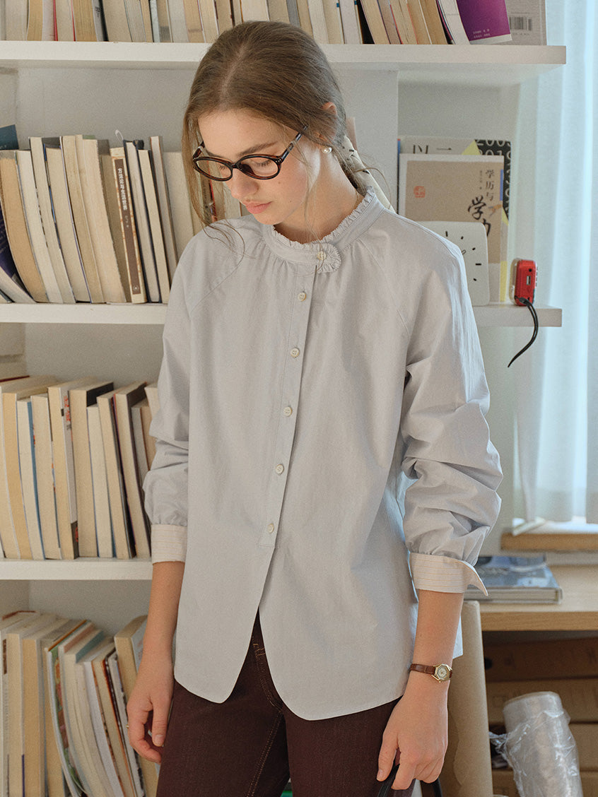 Kaliyah 100%Cotton Solid Round Neck Blouse