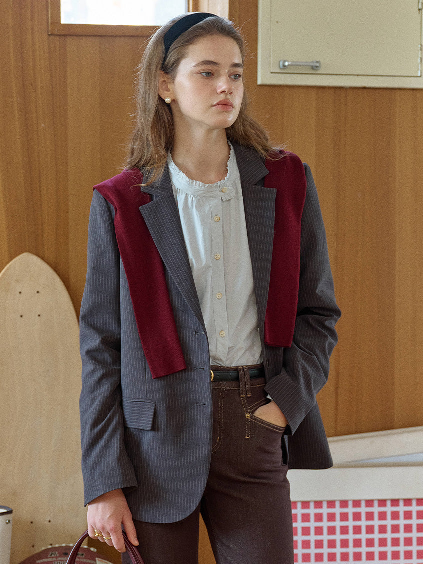 Natasha Pinstripe Single-Breasted Suit Blazer