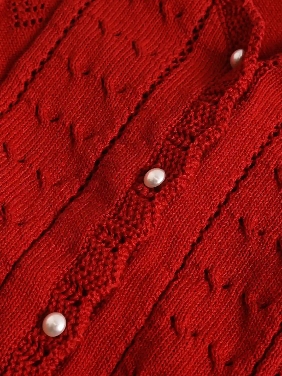 Amira Wave V-neck Cotton Knitted Cardigan