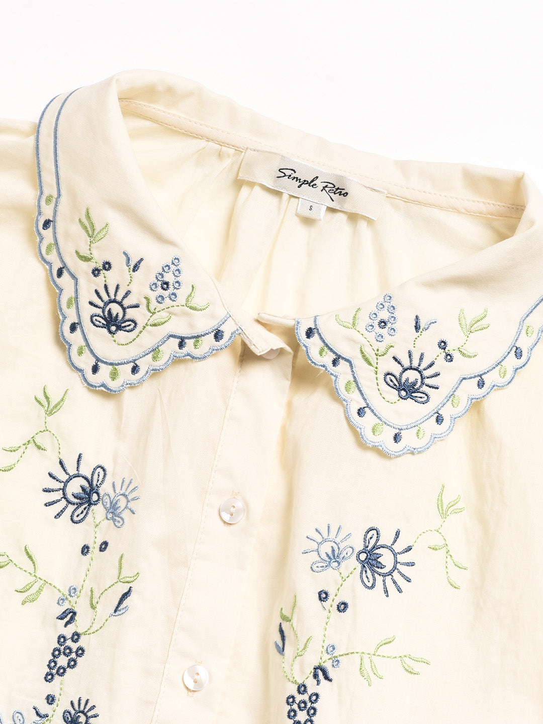 Luciana Peter Pan Collar Embroidery 100% Cotton Blouse