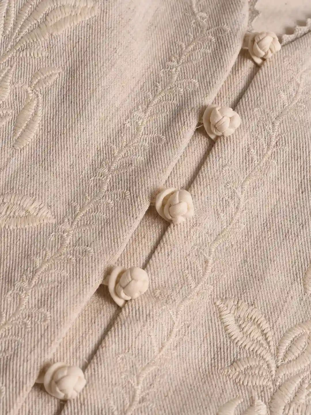 Jade V-Neck Embroidery Knot Button Vest