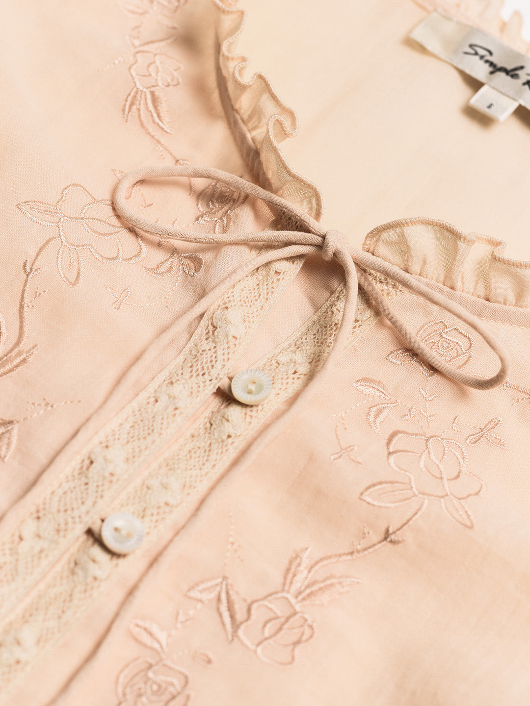 Catherine Stand Collar Lace Cotton Blouse