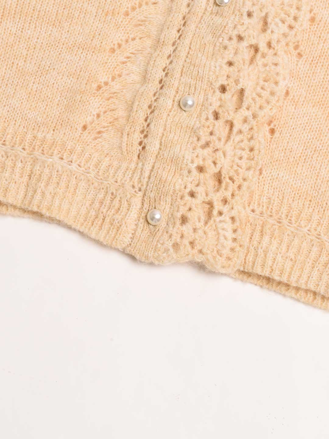 Lauren Wavy Collar Hollow Knit Cardigan