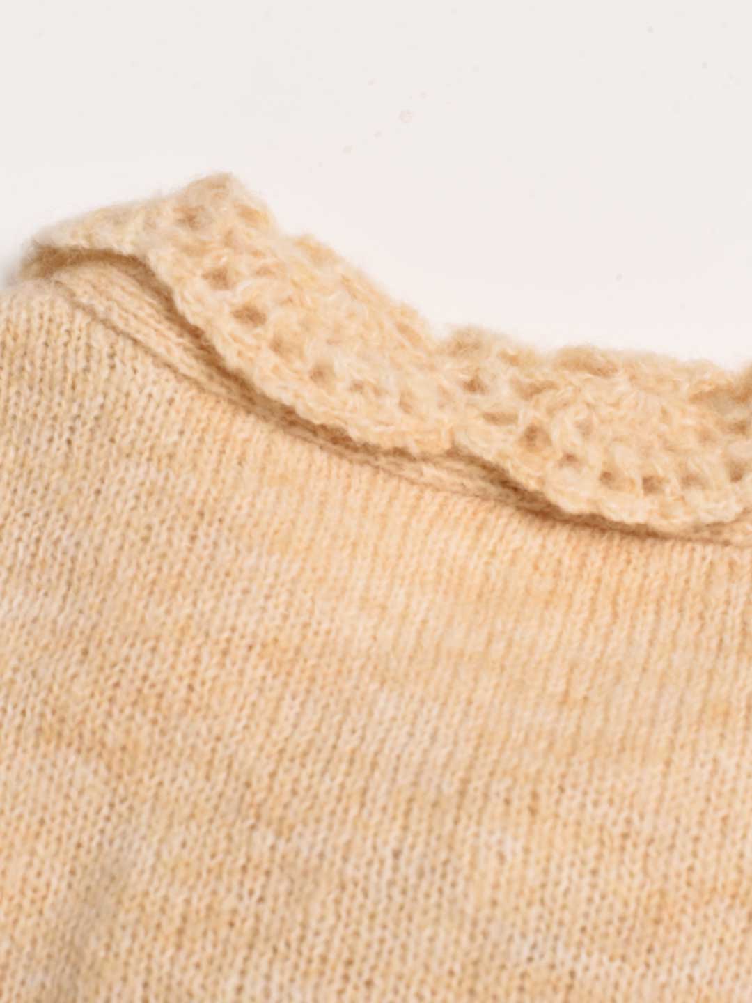Lauren Wavy Collar Hollow Knit Cardigan