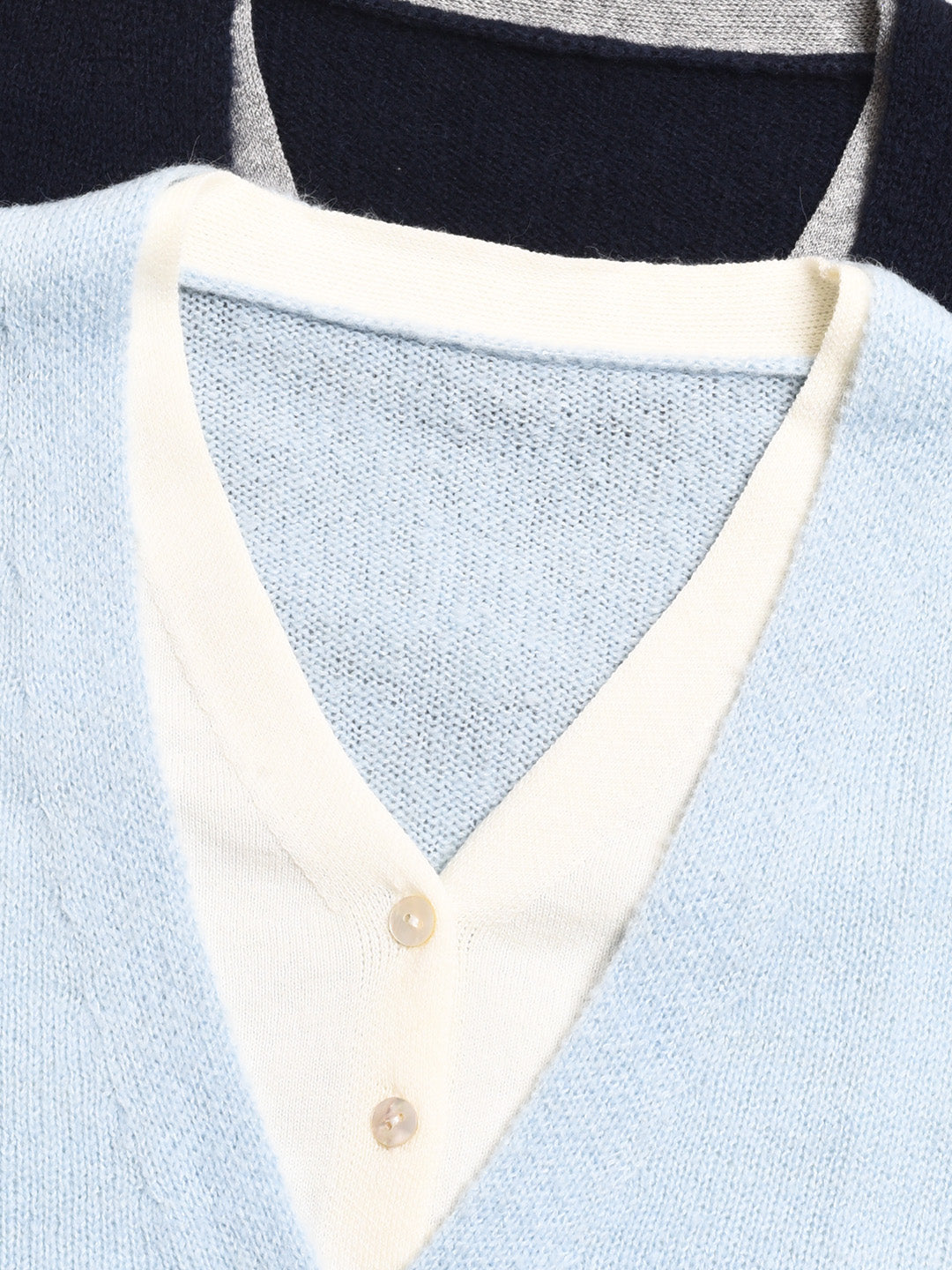 Madeleine V-Neck Faux Layered Wool Top