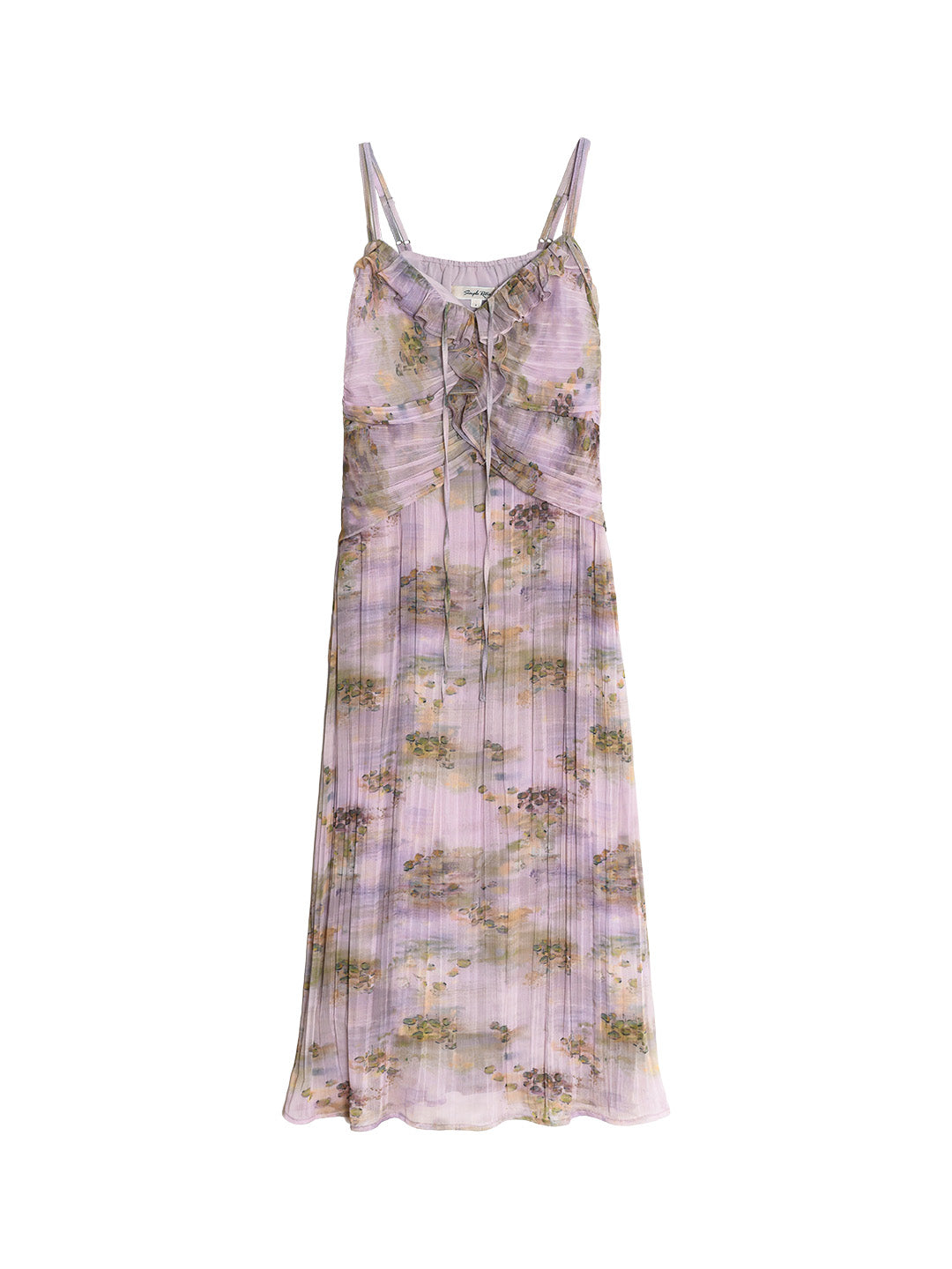 Makayla Floral Print Tie V-Neck Trim Slip Dress