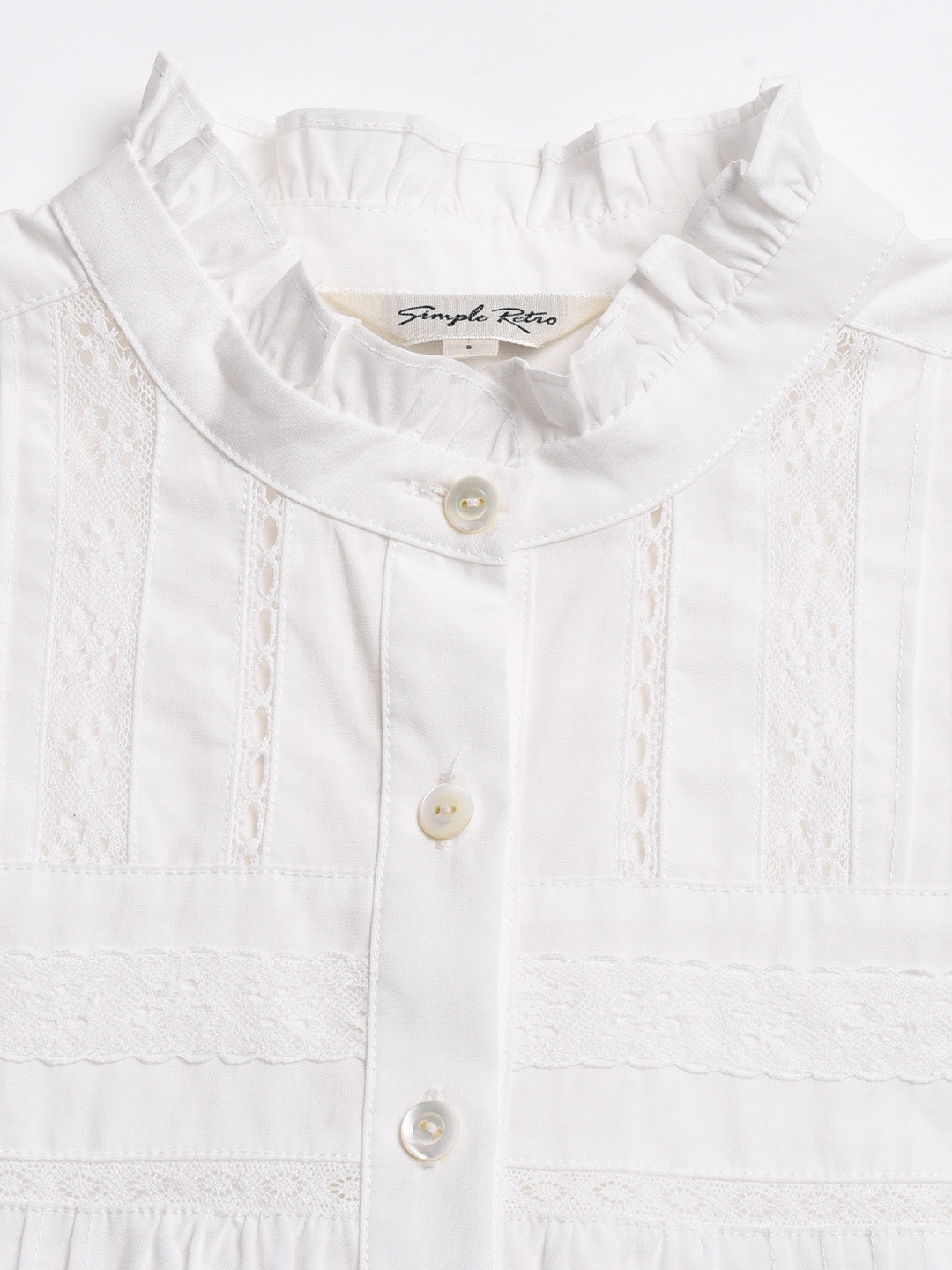 Carter Stand Collar Hollow Lyocell Cotton Blouse