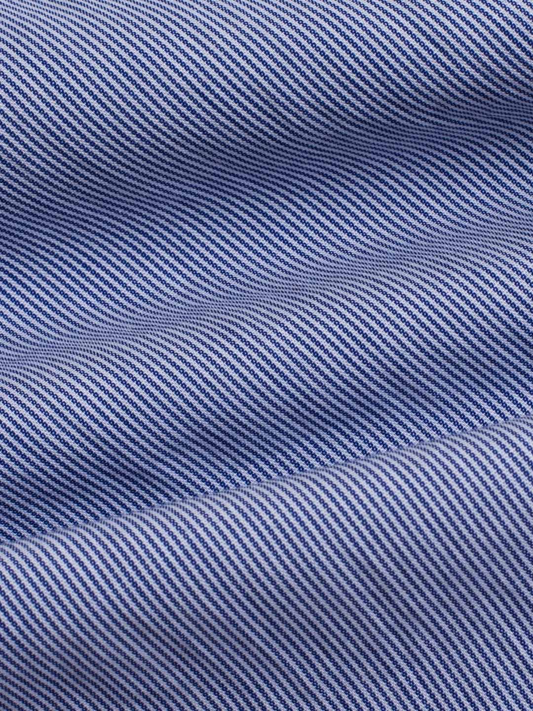 Luz Blue & White Striped Peter Pan Collar Contrast Cotton Shirt