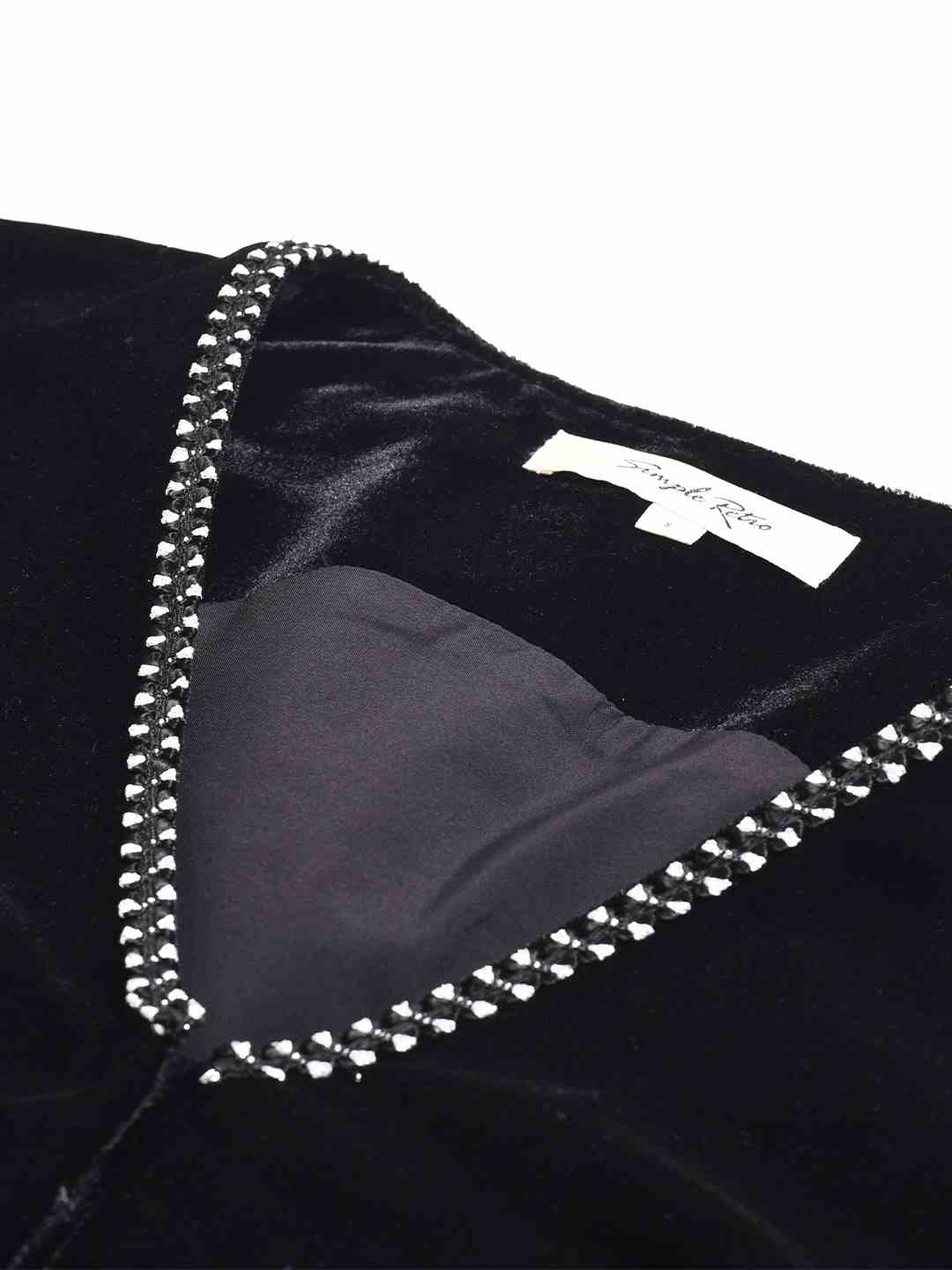 Xiomara V-Neck Embroidery Velvet Vest