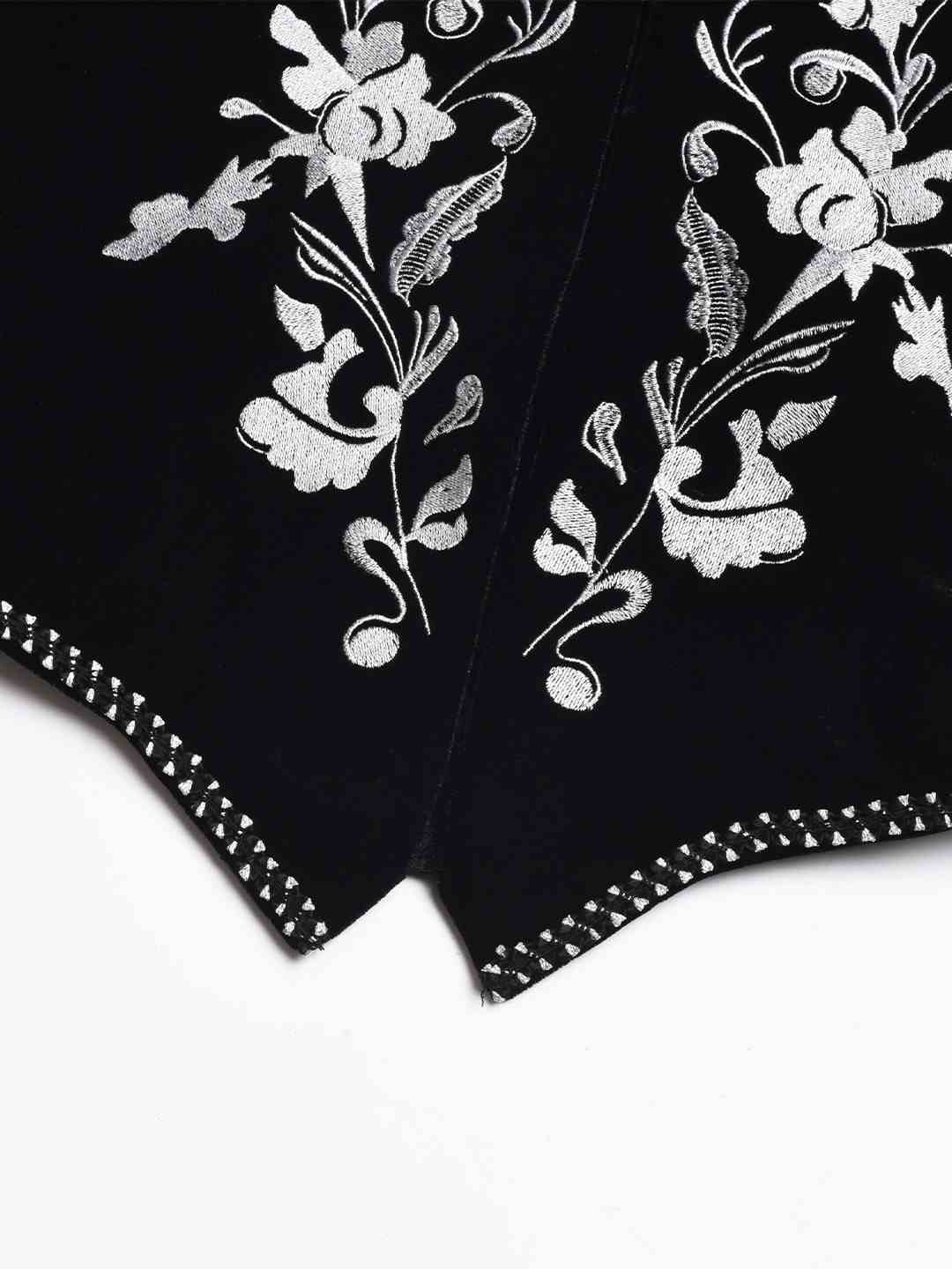 Xiomara V-Neck Embroidery Velvet Vest