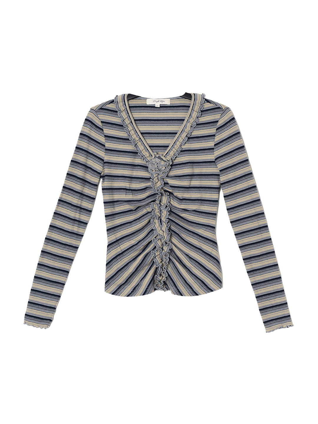 【Final Sale】Imara V-Neck Ruffles Stripes Top