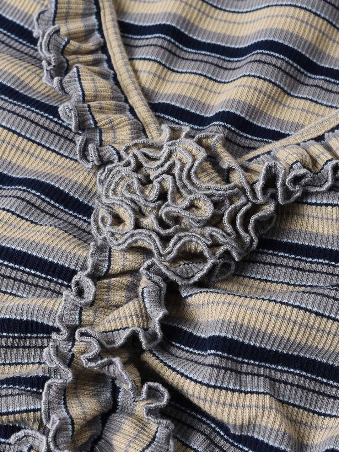 【Final Sale】Imara V-Neck Ruffles Stripes Top