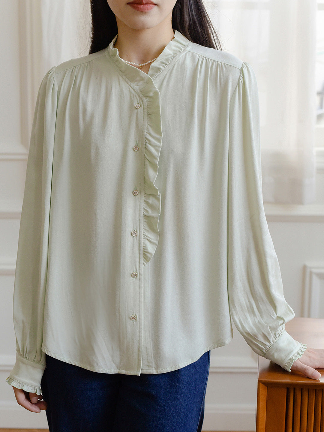 【Final Sale】Harper Stand Collar Lace Blouse