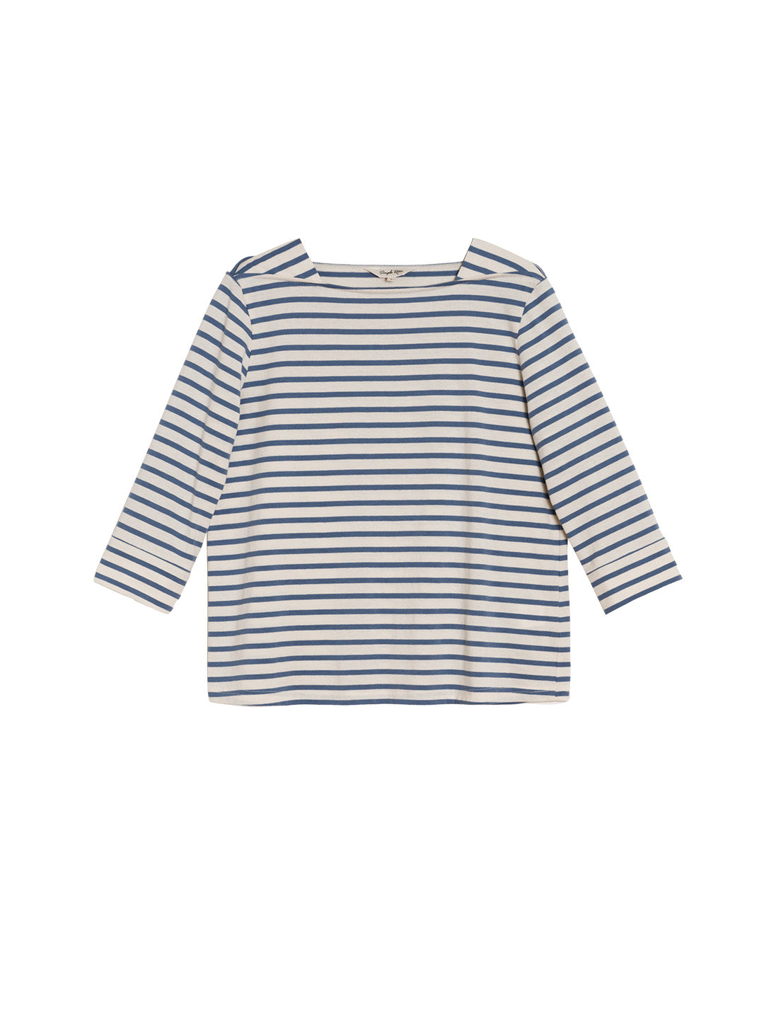 Violet Round Neck Striped Cotton T-shirt