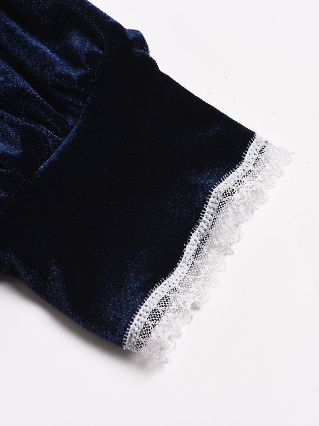 Karina Lace Neck Velvet Top