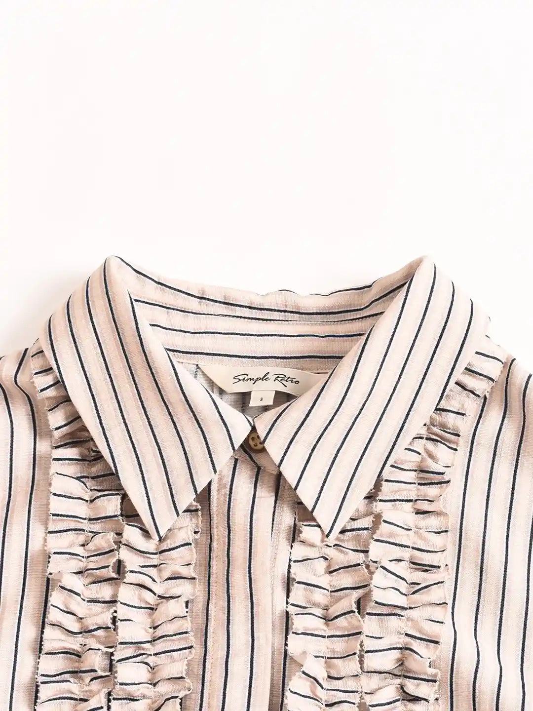 Elliot Lapel Ruffle Stripe Blouse