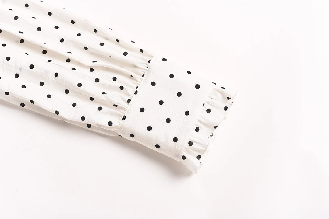 Keily V-Neck Dots Delicate Scarf Blouse