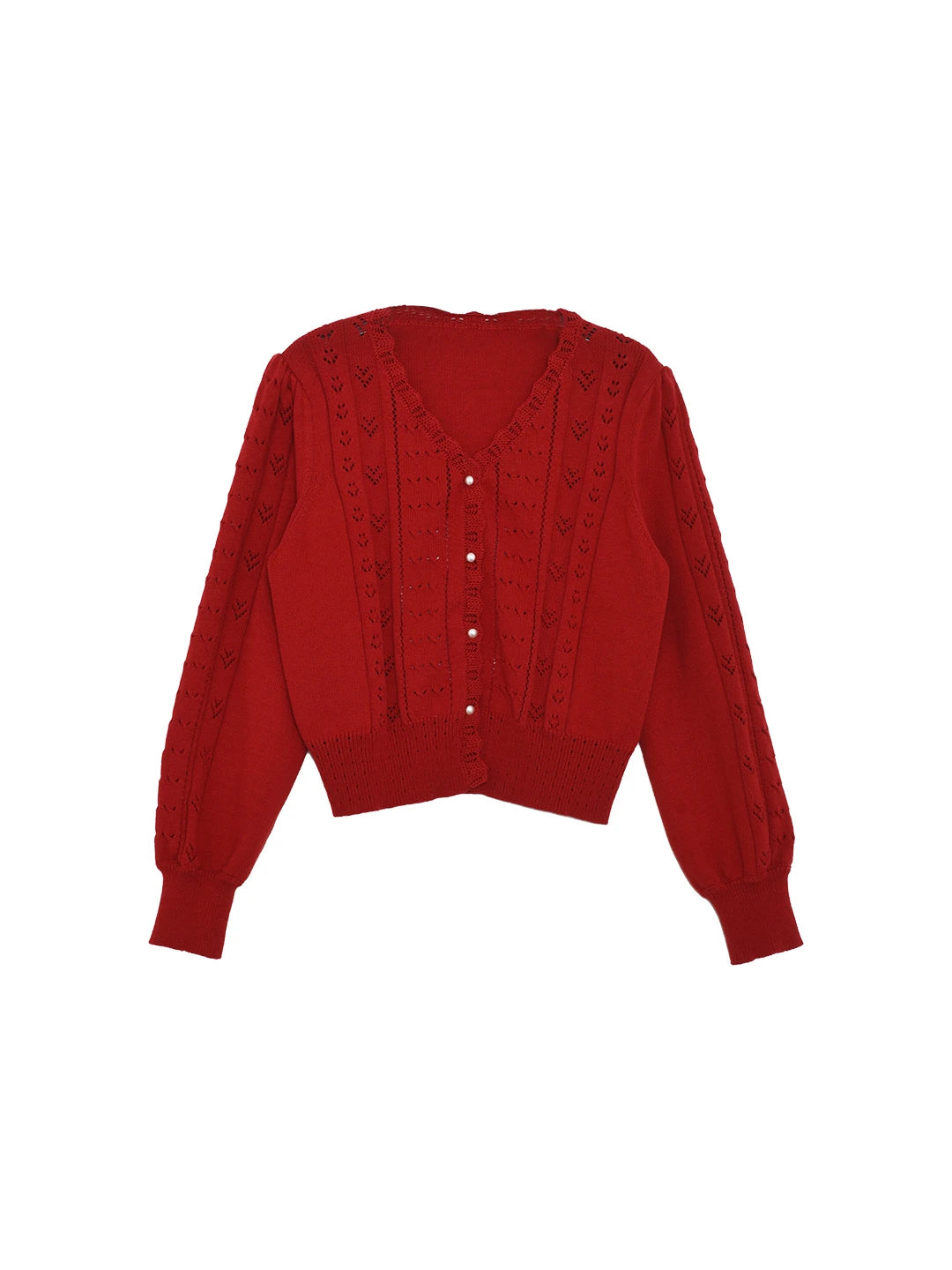 Amira Wave V-neck Cotton Knitted Cardigan