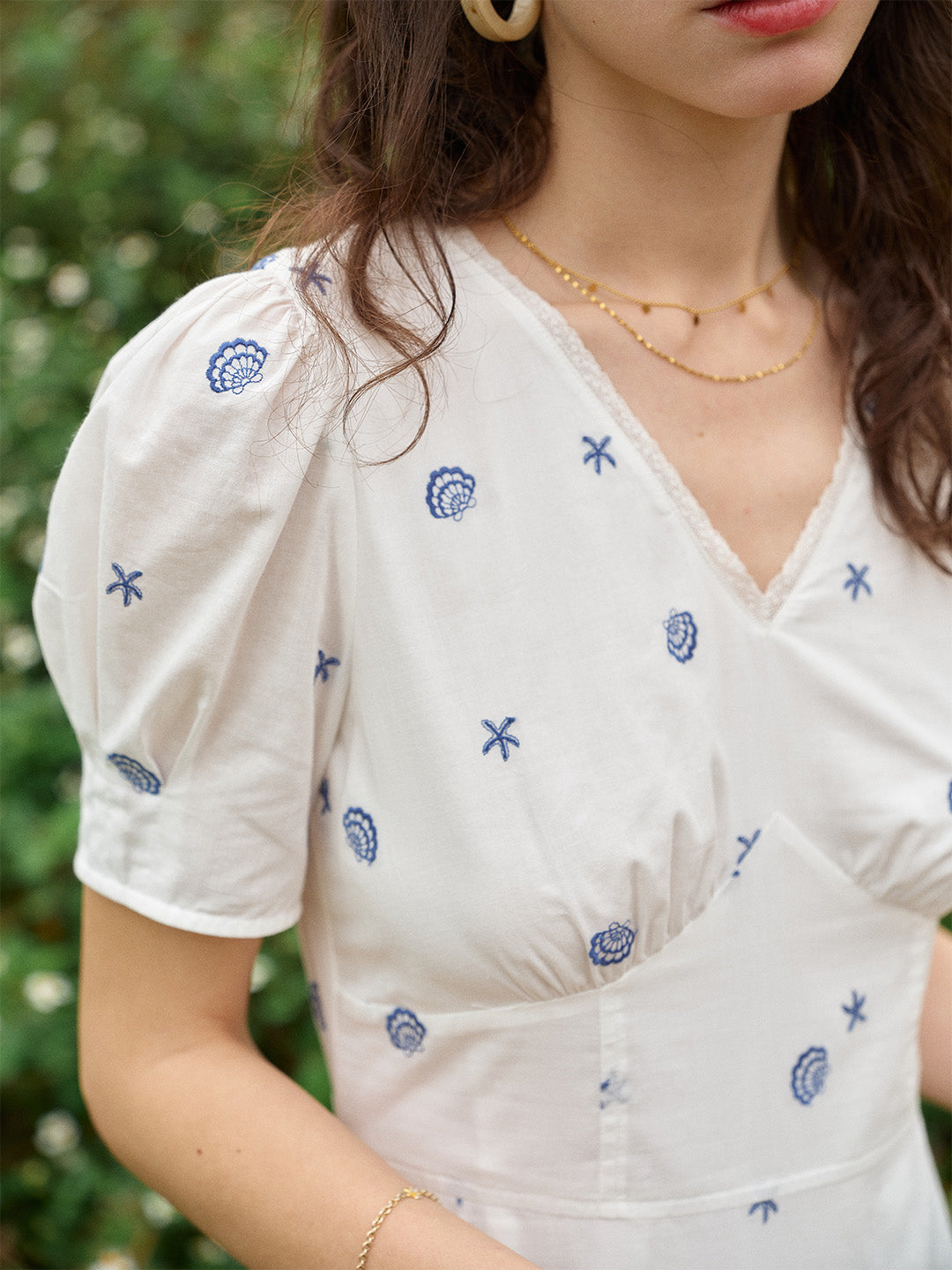 Clare Shell Embroidered Maxi Dress