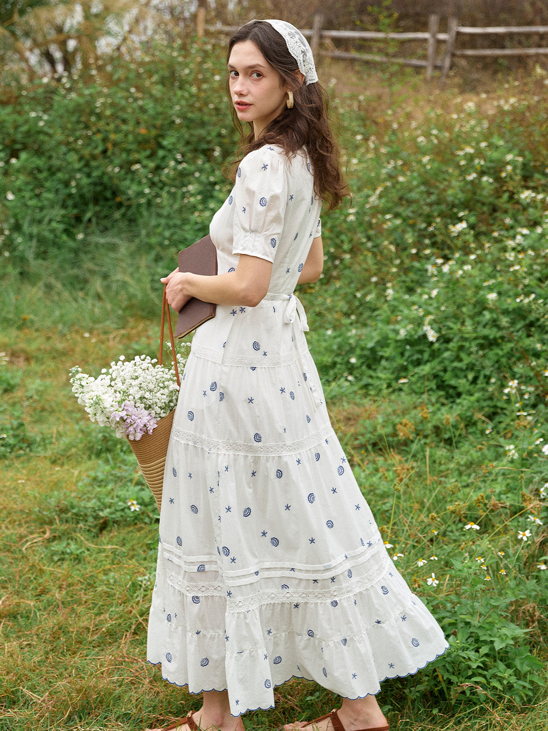 Clare Shell Embroidered Maxi Dress