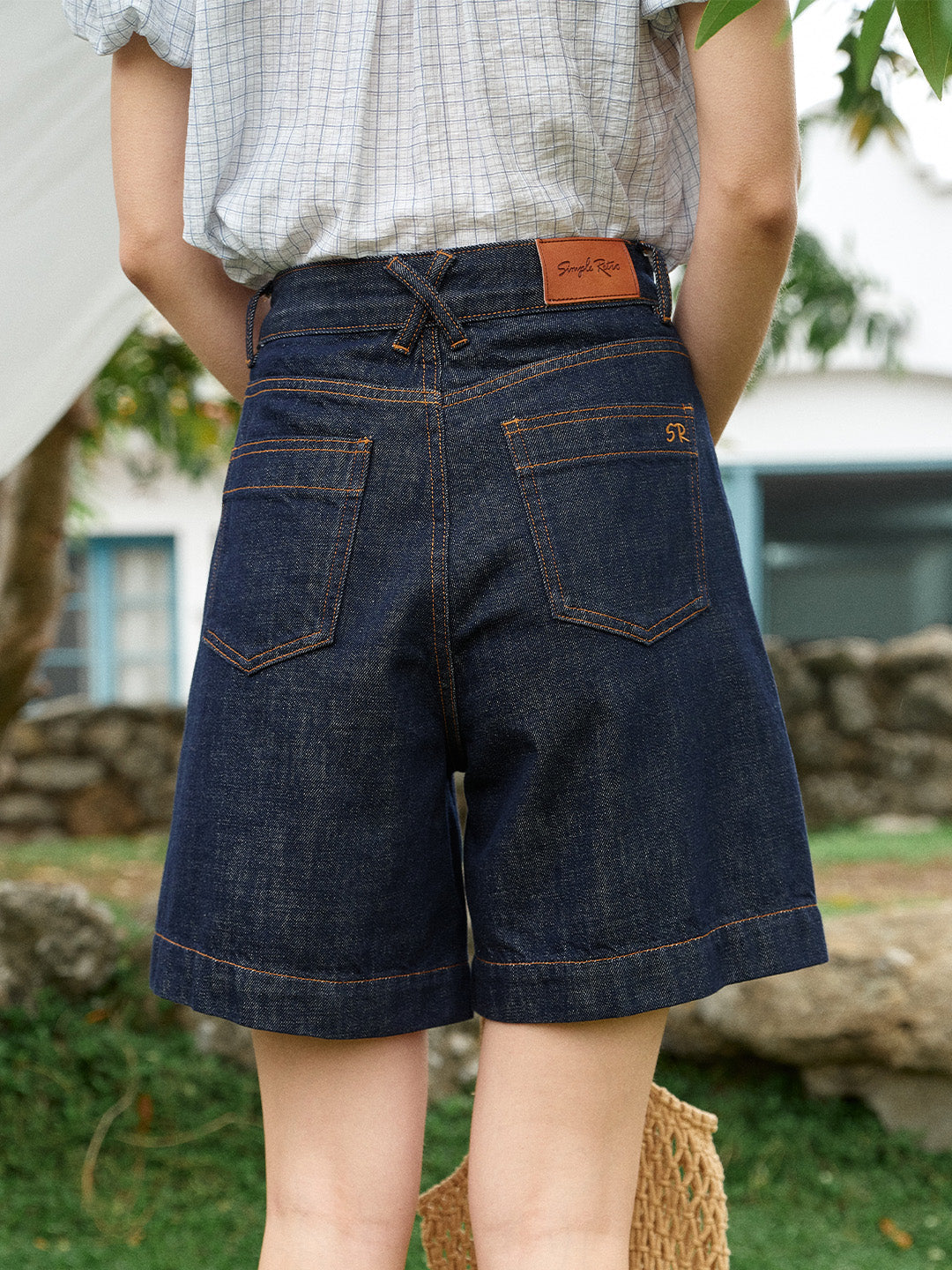 Aadhya High-Waist 100%Cotton Denim Shorts