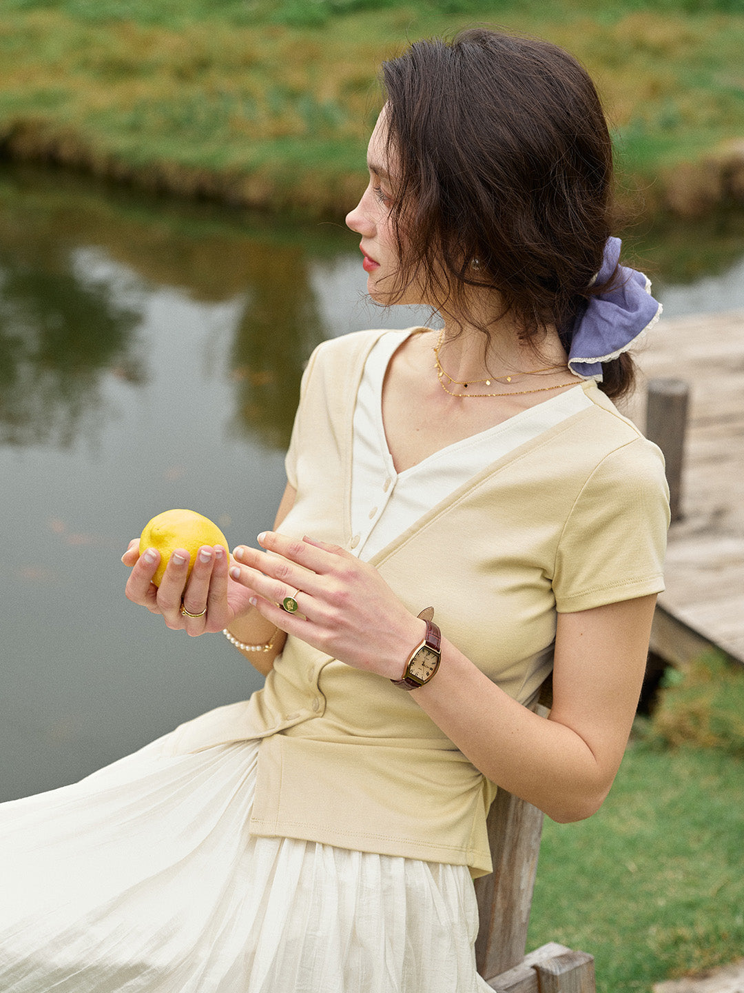 Shay Layered-Look V-Neck Top