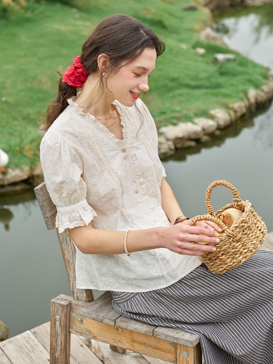 Kahlani Embroidered 100% Cotton Blouse