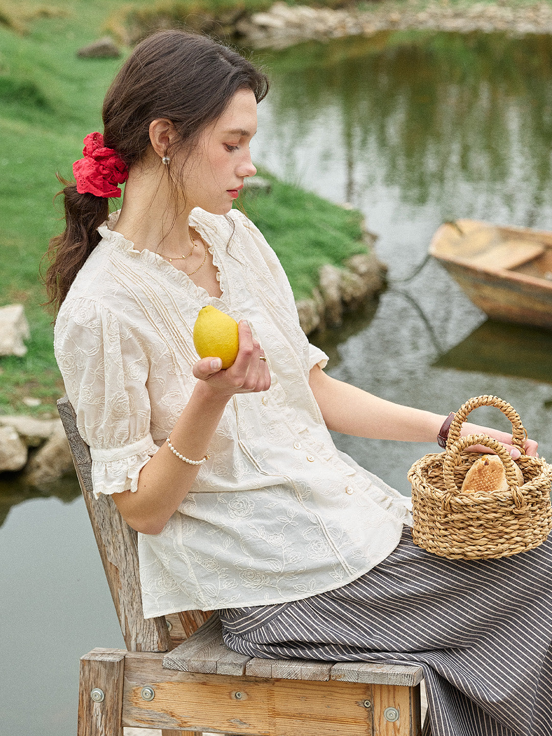 Kahlani Embroidered 100% Cotton Blouse