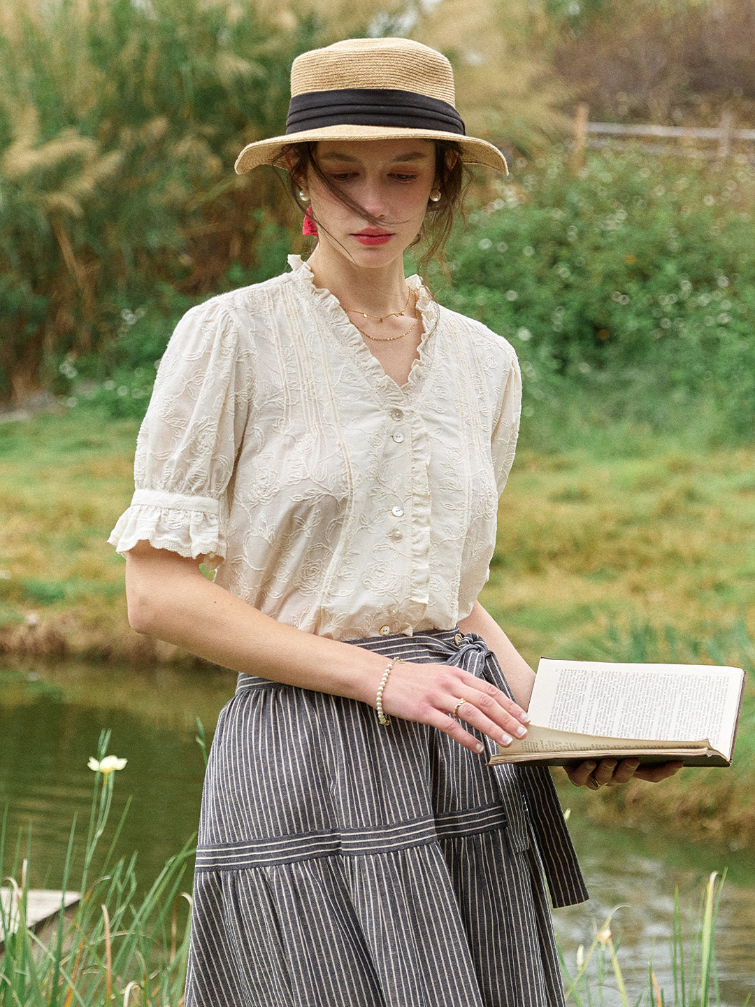 Kahlani Embroidered 100% Cotton Blouse