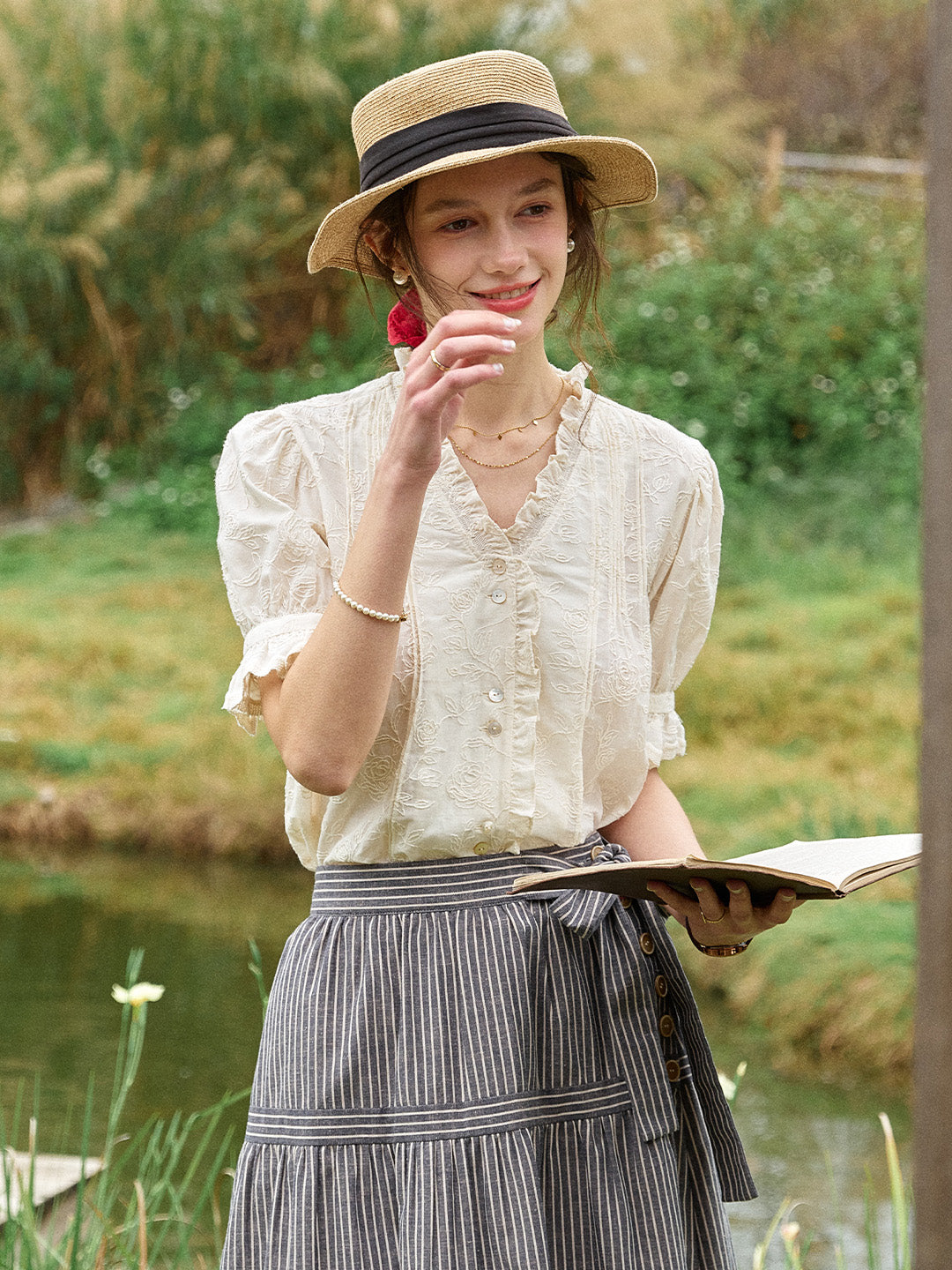 Kahlani Embroidered 100% Cotton Blouse