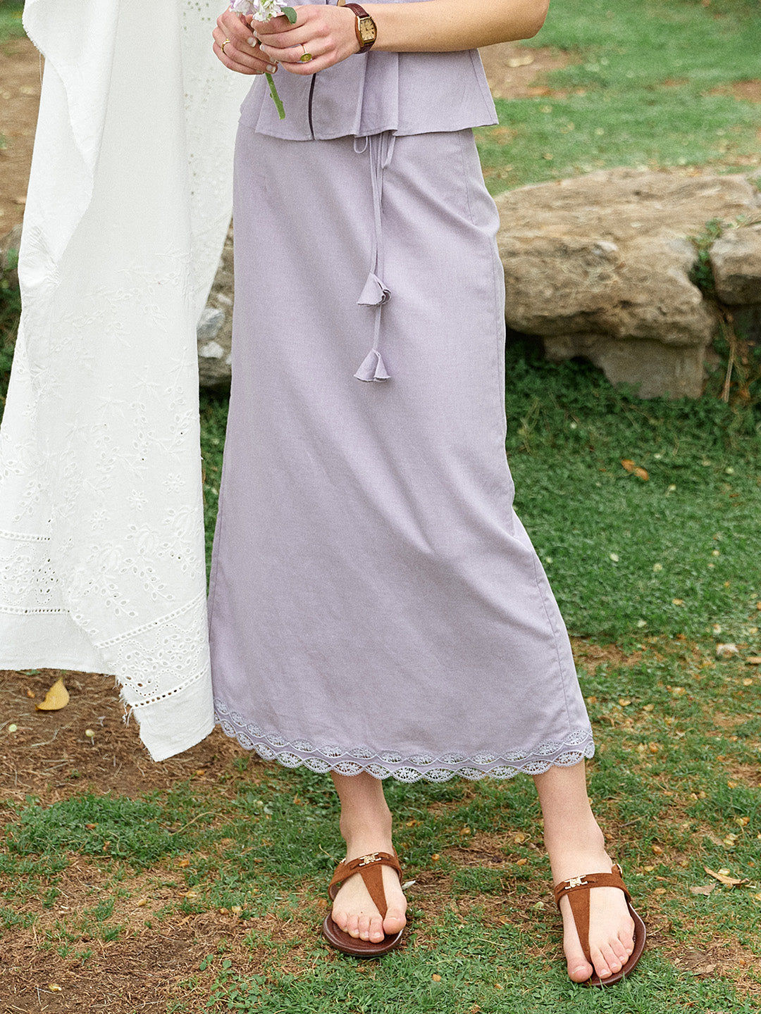 Leanna Tassel Linen Cotton Skirt