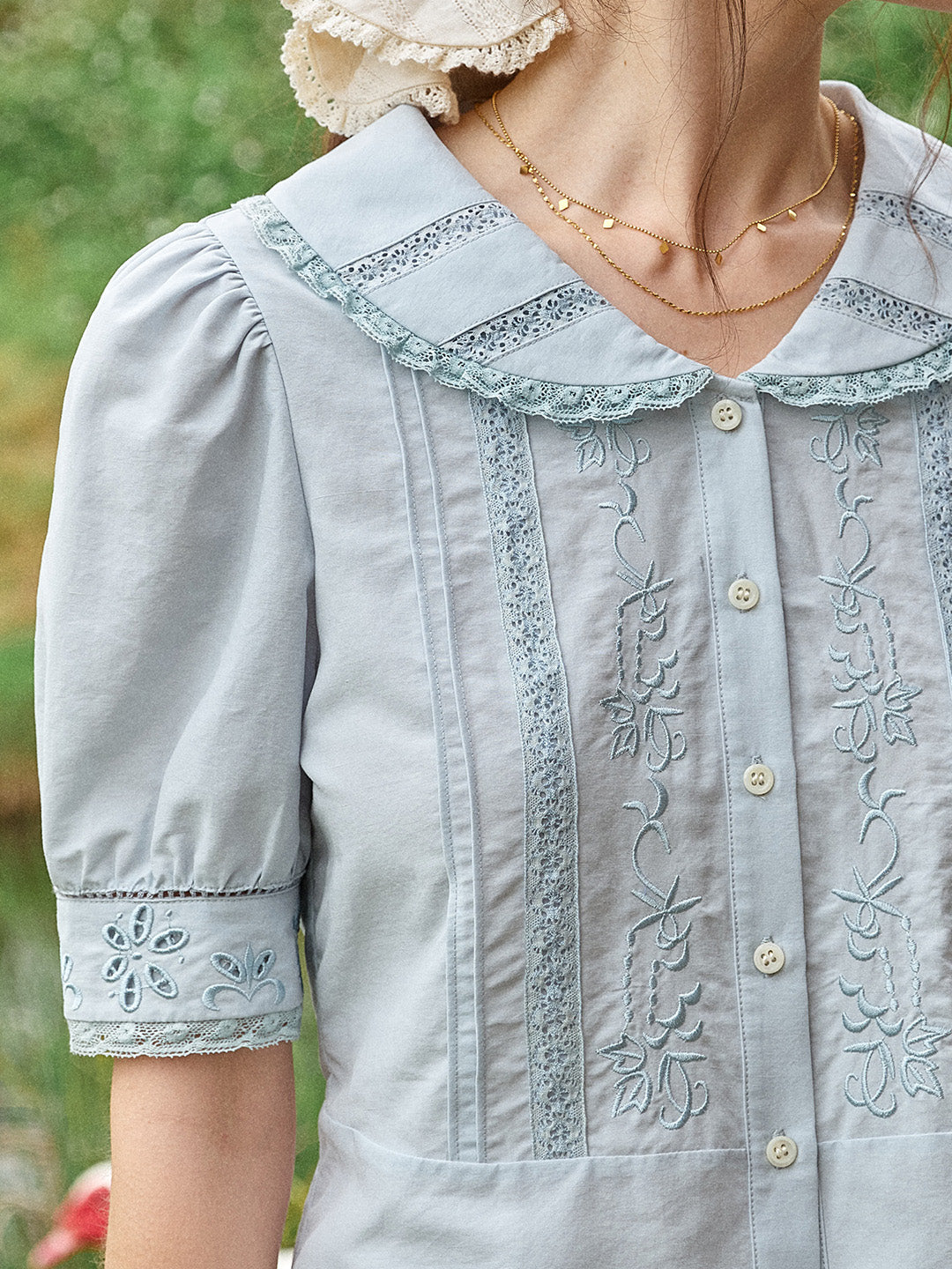 Laylah Peter Pan Collar Embroidered Blouse