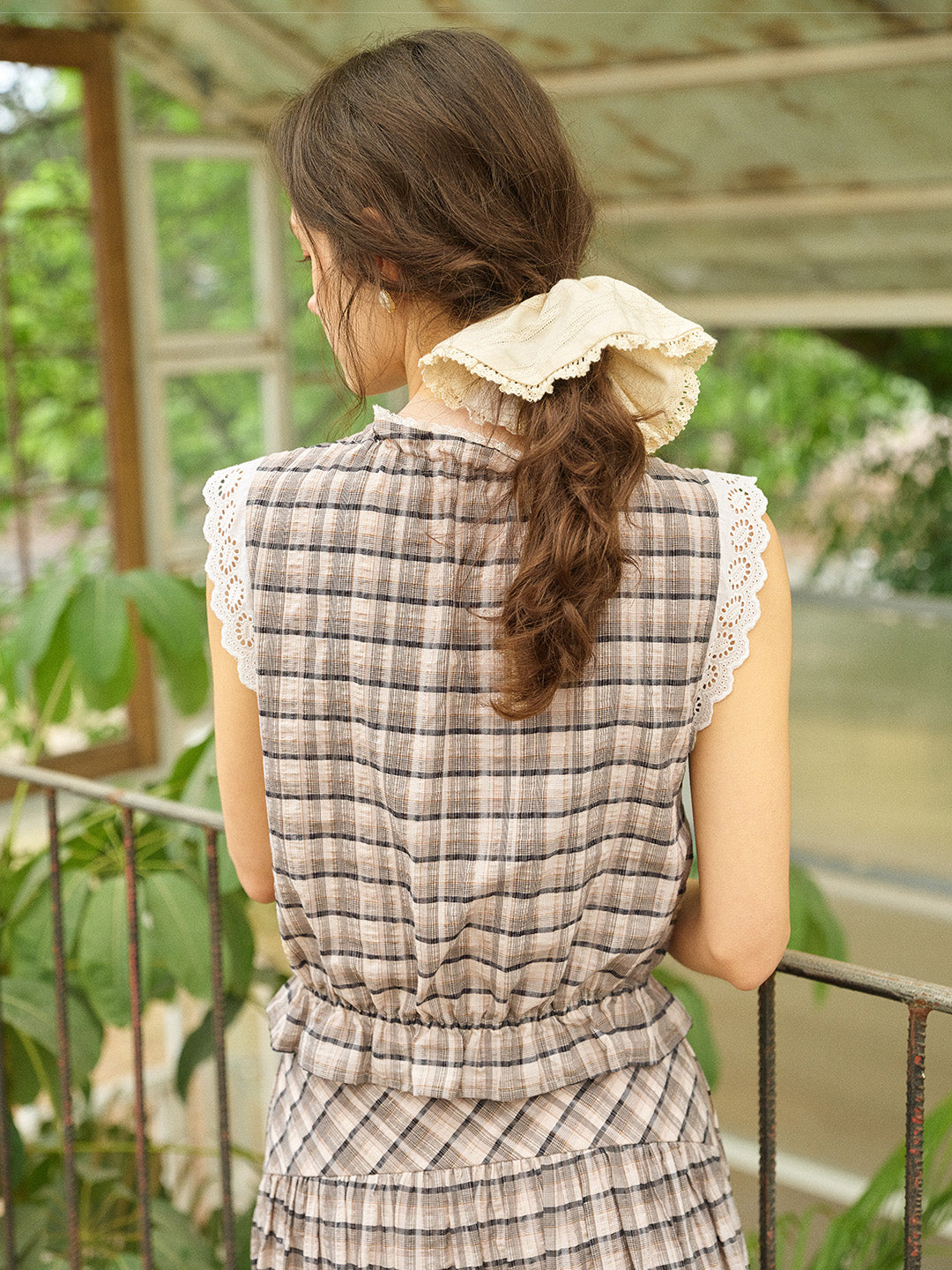 Ainhoa Plaid Sleeveless Blouse