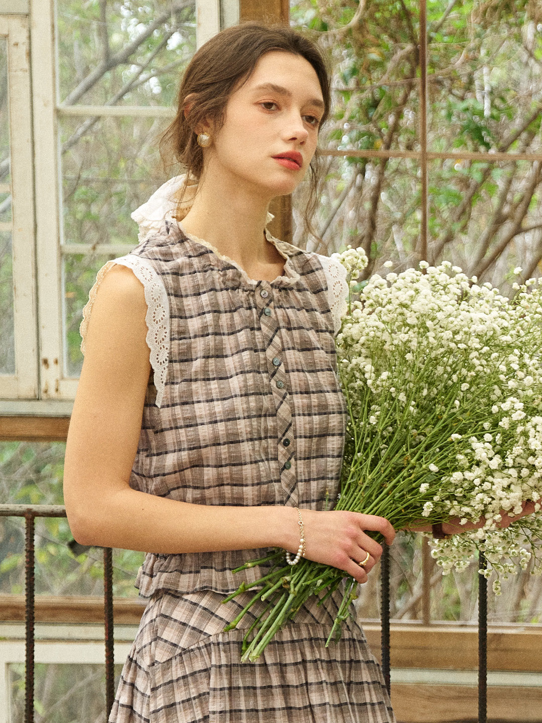 Ainhoa Plaid Sleeveless Blouse