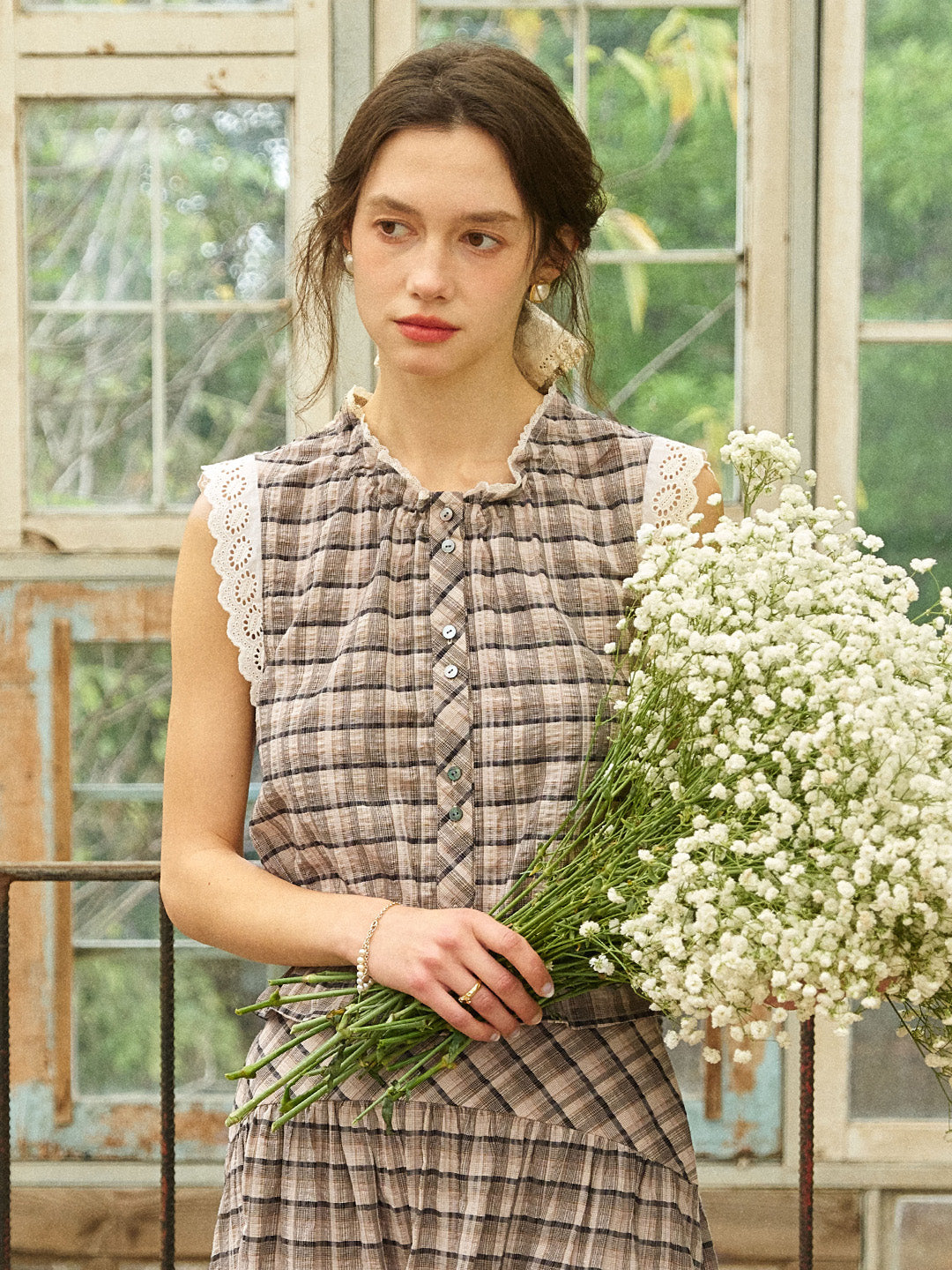 Ainhoa Plaid Sleeveless Blouse