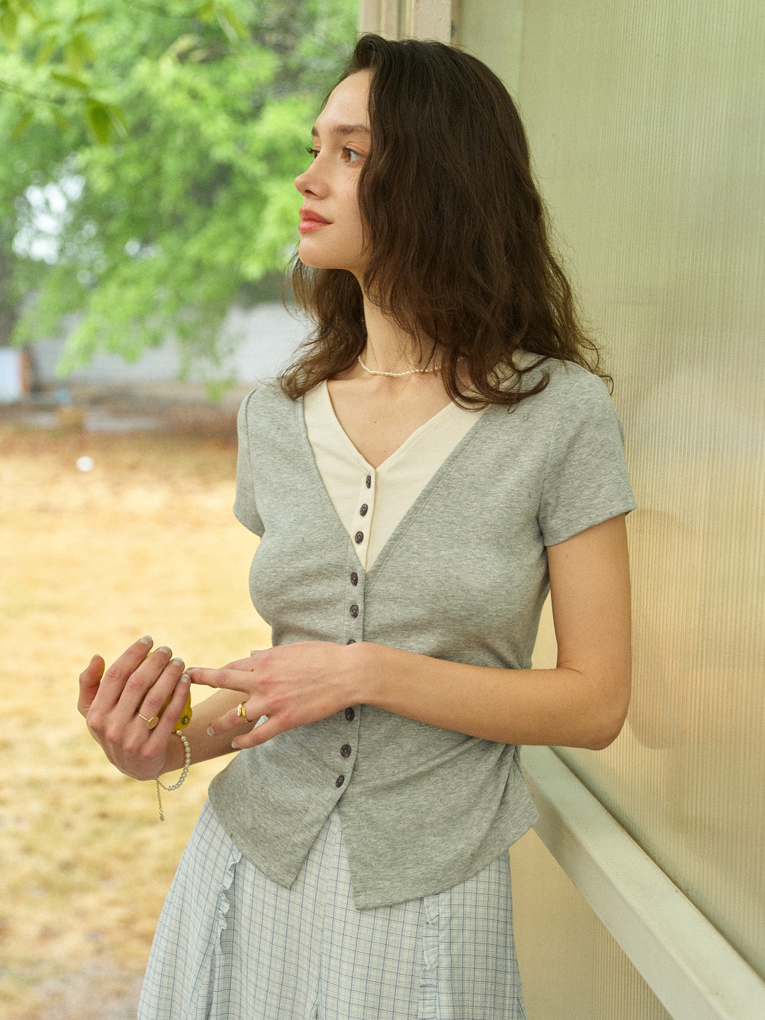 Shay Layered-Look V-Neck Top