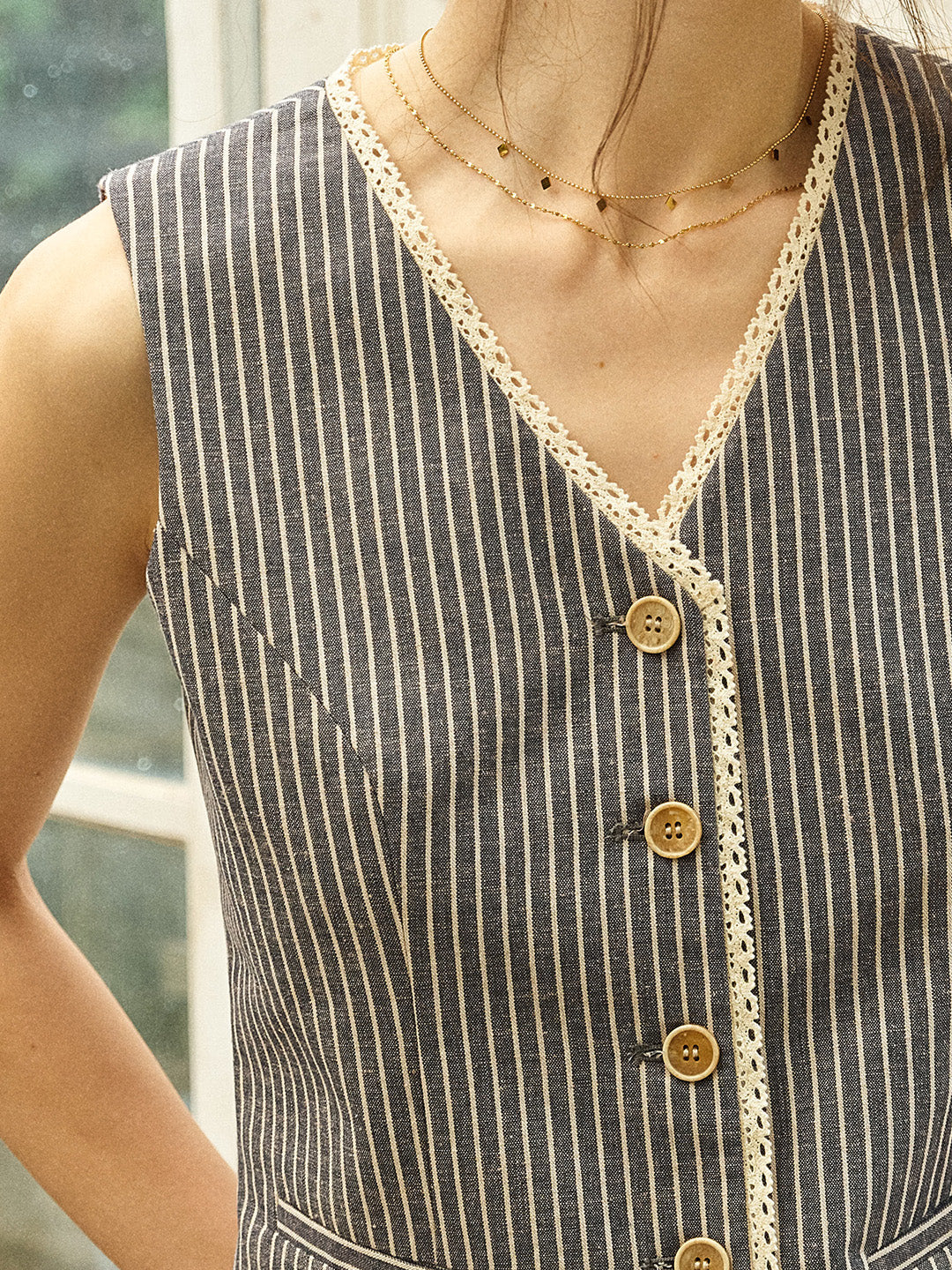 Allyson Striped Waistcoat Vest