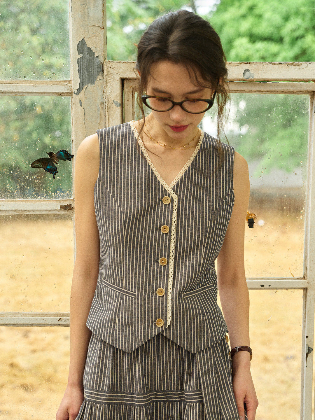 Allyson Striped Waistcoat Vest