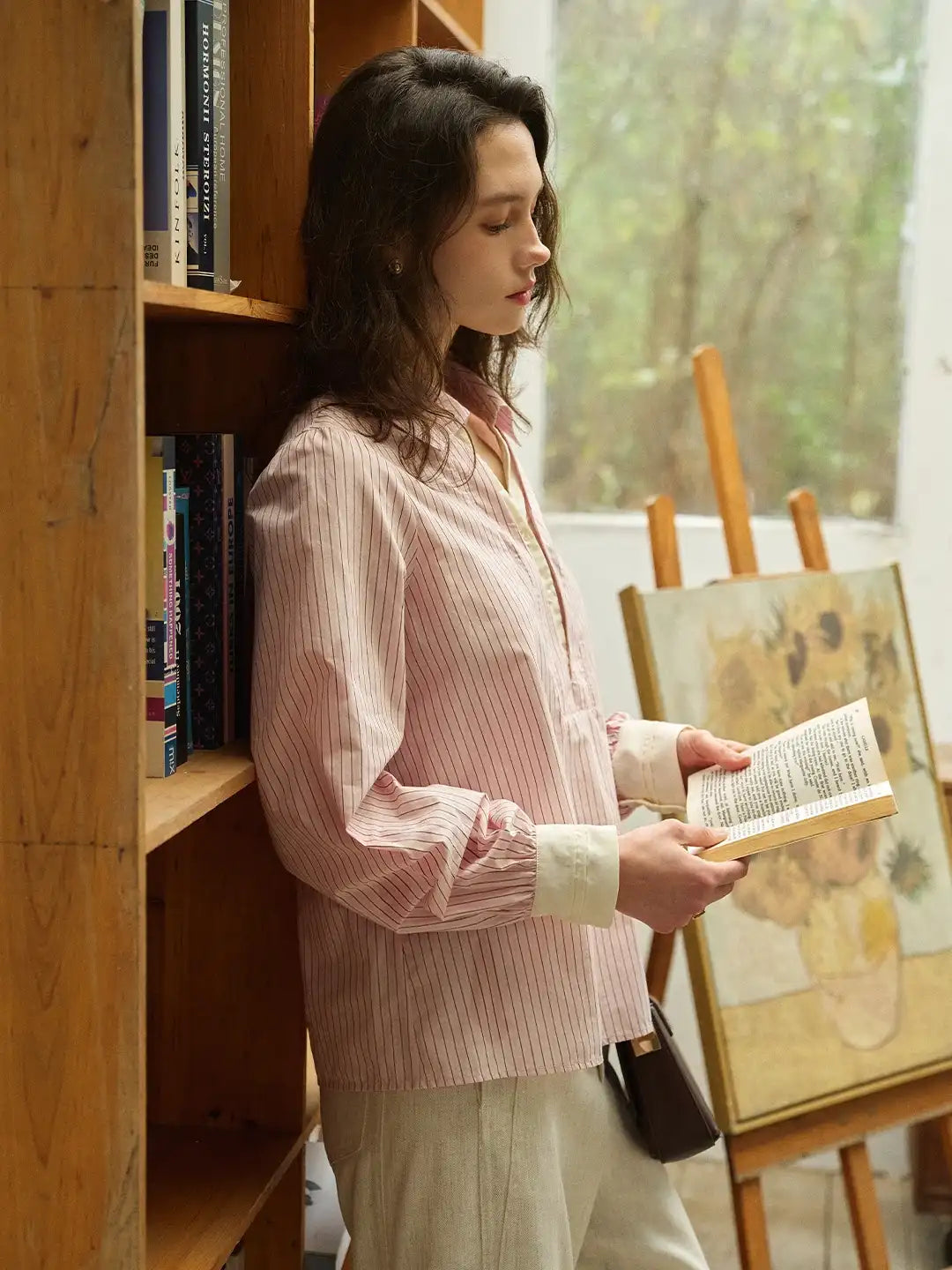 Eleanora Lapel Stripes Blouse