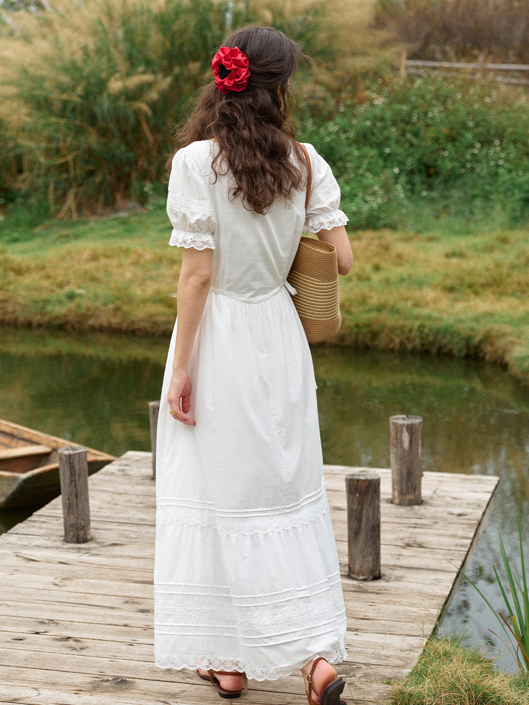 Luella Square Neck Embroidered Dress